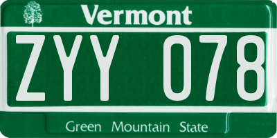 VT license plate ZYY078