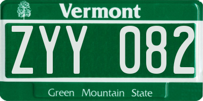 VT license plate ZYY082