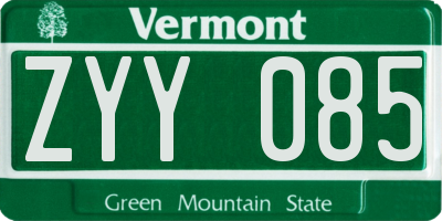 VT license plate ZYY085