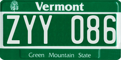 VT license plate ZYY086