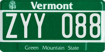 VT license plate ZYY088