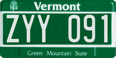 VT license plate ZYY091