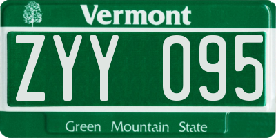 VT license plate ZYY095