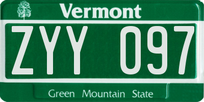 VT license plate ZYY097
