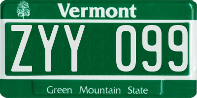 VT license plate ZYY099