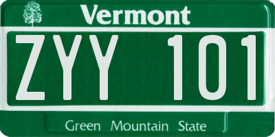 VT license plate ZYY101