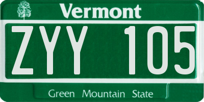 VT license plate ZYY105