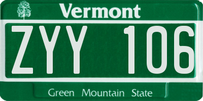 VT license plate ZYY106