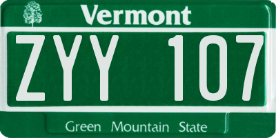 VT license plate ZYY107