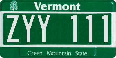 VT license plate ZYY111