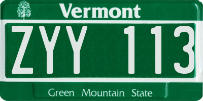 VT license plate ZYY113