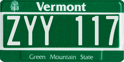 VT license plate ZYY117