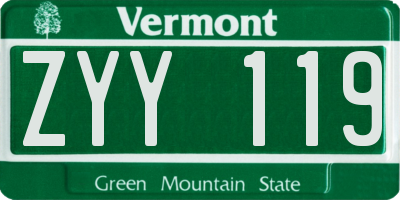 VT license plate ZYY119