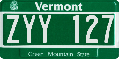 VT license plate ZYY127