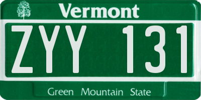 VT license plate ZYY131