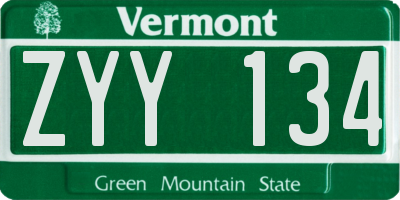 VT license plate ZYY134