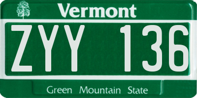VT license plate ZYY136