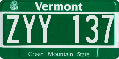 VT license plate ZYY137