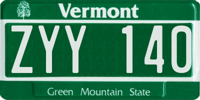 VT license plate ZYY140