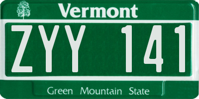 VT license plate ZYY141