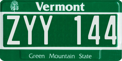 VT license plate ZYY144