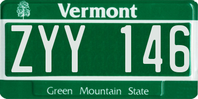 VT license plate ZYY146
