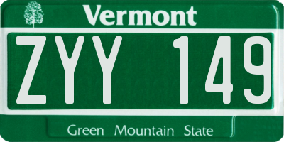 VT license plate ZYY149