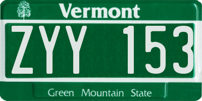 VT license plate ZYY153