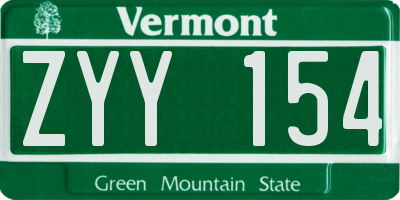 VT license plate ZYY154