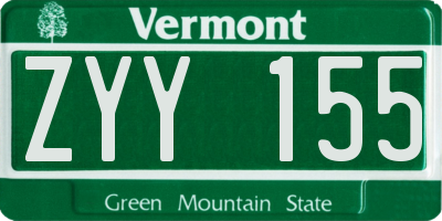 VT license plate ZYY155