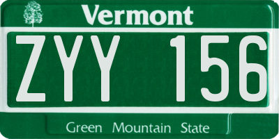 VT license plate ZYY156