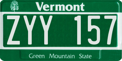 VT license plate ZYY157