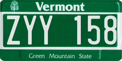 VT license plate ZYY158