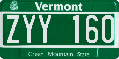 VT license plate ZYY160