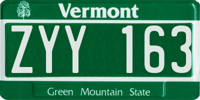 VT license plate ZYY163