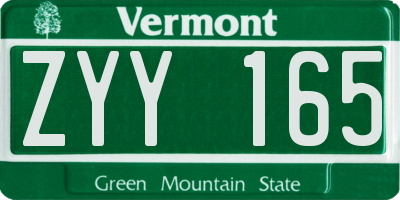 VT license plate ZYY165