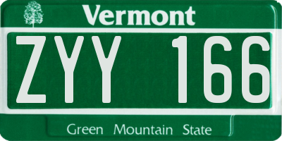 VT license plate ZYY166