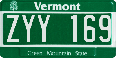 VT license plate ZYY169