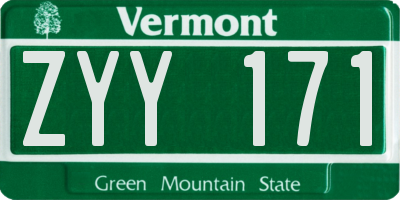 VT license plate ZYY171