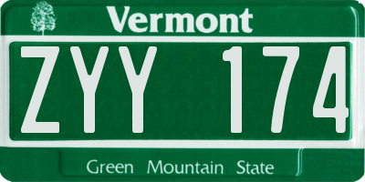VT license plate ZYY174