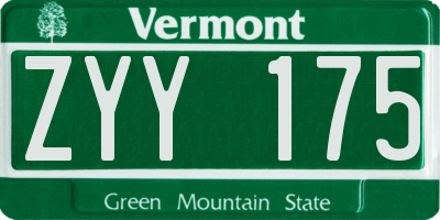 VT license plate ZYY175