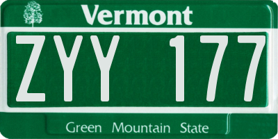 VT license plate ZYY177