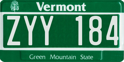 VT license plate ZYY184