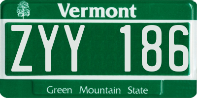 VT license plate ZYY186