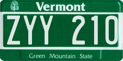 VT license plate ZYY210