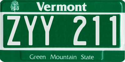 VT license plate ZYY211