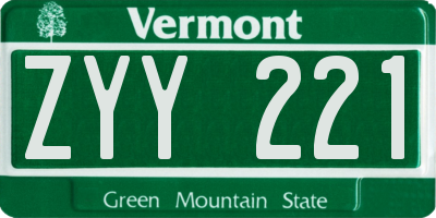 VT license plate ZYY221