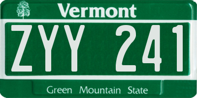 VT license plate ZYY241