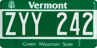 VT license plate ZYY242