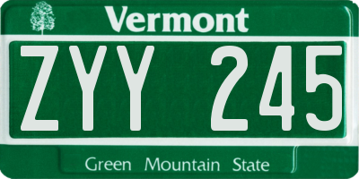 VT license plate ZYY245